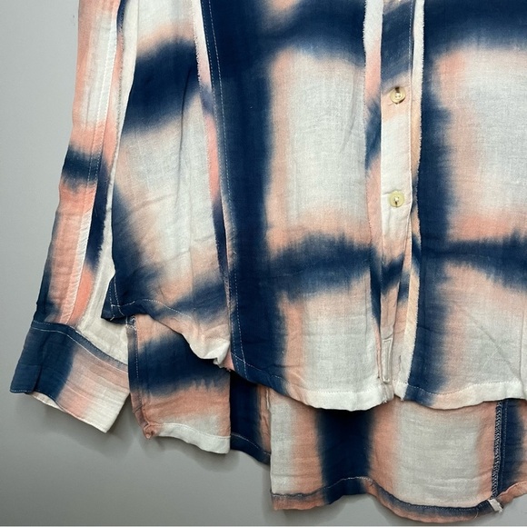 Free People We The Free Washed Away Ivory Combo Plaid Button Up Top Size XS NWT - Picture 8 of 16